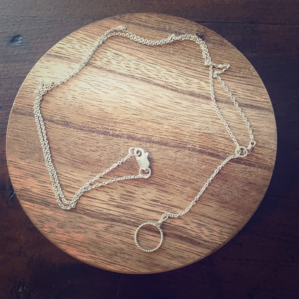 Sterling silver lariat necklace.